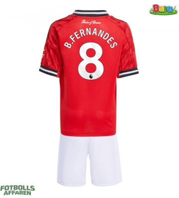 Manchester United Bruno Fernandes #8 Hemmaställ Barn 2025-26 Kortärmad (+ Korta byxor)